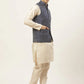 Jompers Men's Embroidered Nehru Jacket & Kurta Pyjama ( JOKPWC W-D 4029Navy )