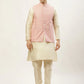 Jompers Men's Embroidered Nehru Jacket & Kurta Pyjama ( JOKPWC W-D 4029Peach )