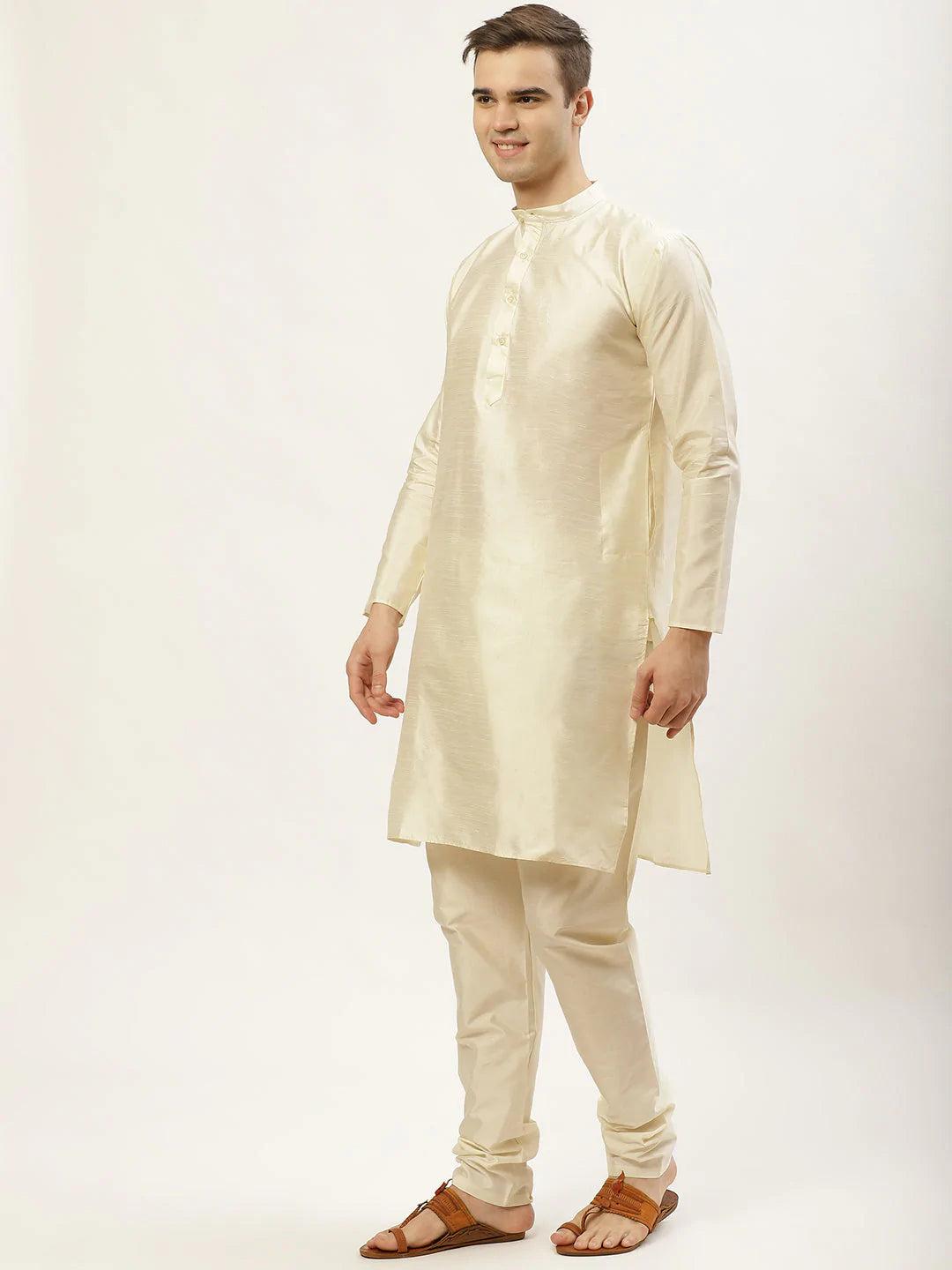 Jompers Men's Embroidered Nehru Jacket & Kurta Pyjama ( JOKPWC W-D 4029Peach )