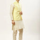 Jompers Men's Embroidered Nehru Jacket & Kurta Pyjama ( JOKPWC W-D 4029Yellow )