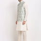 Jompers Men's Ikat Print Nehru Jacket & Kurta Pyjama ( JOKPWC W-D 4030Grey )