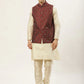Men's Printed Nehru Jacket and Kurta Pyjama Set( JOKPWC W-D 4031Maroon )