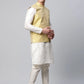 Men Dupion Silk Kurta Pyjama With Lemon Printed Nehru Jacket( JOKPWC W-D 4039Lemon )