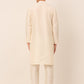Men's Solid Kurta Pyjama With Striped Embroidered Nehru Jacket ( JOKPWC W-D 4043Peach )