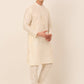 Men's Solid Kurta Pyjama With Striped Embroidered Nehru Jacket ( JOKPWC W-D 4043Peach )