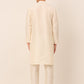 Men's Solid Dupion Silk Kurta Pyjama With Embroidered Nehru Jacket ( JOKPWC W-D 4044Golden )