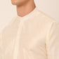 Men's Solid Dupion Silk Kurta Pyjama With Embroidered Nehru Jacket ( JOKPWC W-D 4044Golden )