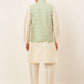 Men's Solid Kurta Pyjama With Nehru Jacket ( JOKPWC W-D 4047Green )