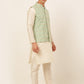 Men's Solid Kurta Pyjama With Nehru Jacket ( JOKPWC W-D 4047Green )