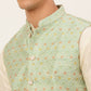 Men's Solid Kurta Pyjama With Nehru Jacket ( JOKPWC W-D 4047Green )