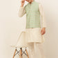 Men's Solid Kurta Pyjama With Nehru Jacket ( JOKPWC W-D 4047Green )