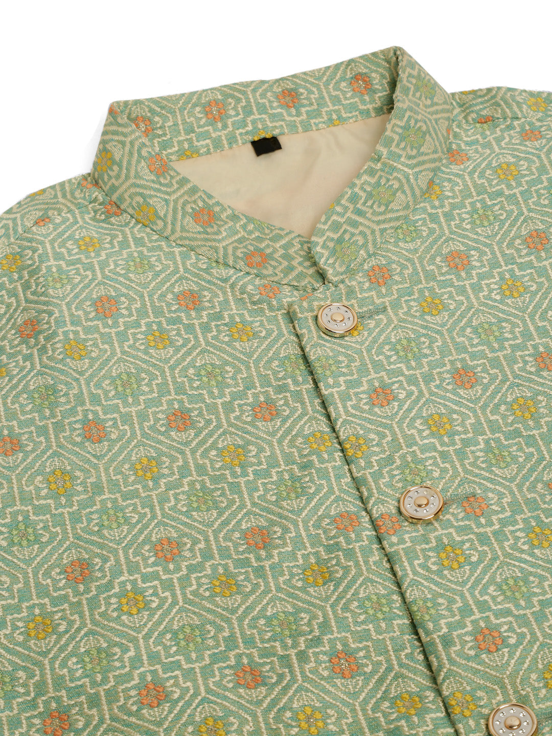 Men's Solid Kurta Pyjama With Nehru Jacket ( JOKPWC W-D 4047Green )