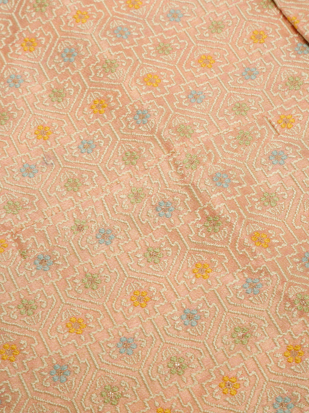 Men's Solid Kurta Pyjama With Nehru Jacket ( JOKPWC W-D 4047Pink )