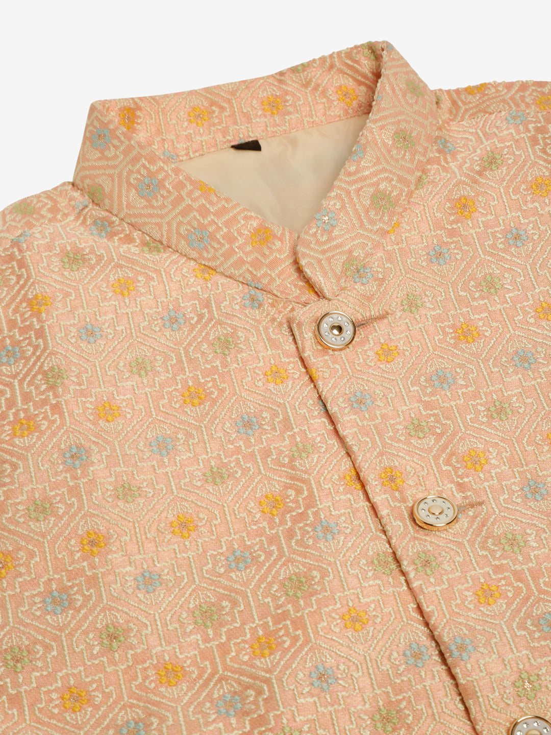 Men's Solid Kurta Pyjama With Nehru Jacket ( JOKPWC W-D 4047Pink )