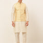 Men's Solid Kurta Pyjama With Nehru Jacket ( JOKPWC W-D 4047Yellow )