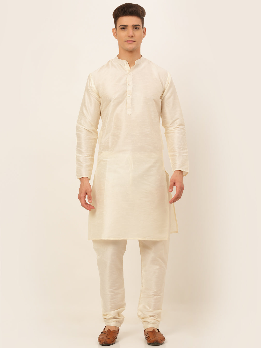 Men's Solid Kurta Pyjama With Nehru Jacket ( JOKPWC W-D 4047Yellow )