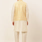 Men's Solid Kurta Pyjama With Nehru Jacket ( JOKPWC W-D 4047Yellow )