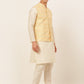 Men's Solid Kurta Pyjama With Nehru Jacket ( JOKPWC W-D 4047Yellow )