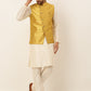 Men's Solid Kurta Pyjama With Nehru Jacket ( JOKPWC W-D 4048Mustard )