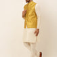 Men's Solid Kurta Pyjama With Nehru Jacket ( JOKPWC W-D 4048Mustard )