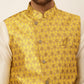 Men's Solid Kurta Pyjama With Nehru Jacket ( JOKPWC W-D 4048Mustard )