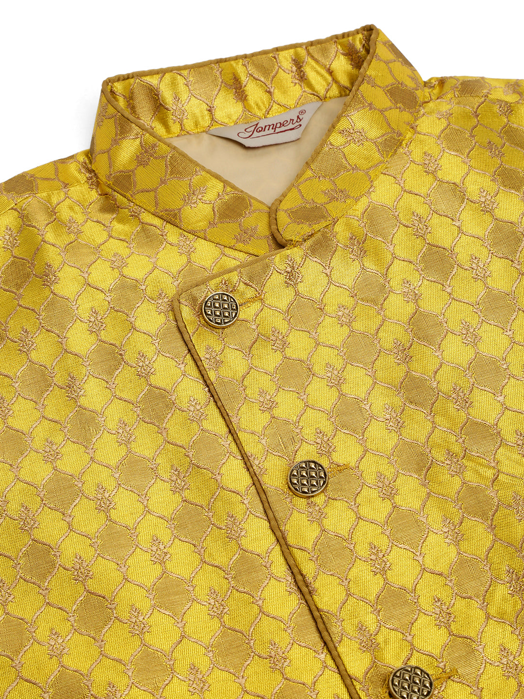 Men's Solid Kurta Pyjama With Nehru Jacket ( JOKPWC W-D 4048Mustard )
