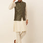 Men's Solid Kurta Pyjama With Nehru Jacket ( JOKPWC W-D 4048Olive )