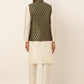 Men's Solid Kurta Pyjama With Nehru Jacket ( JOKPWC W-D 4048Olive )
