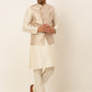 Men's Solid Kurta Pyjama With Nehru Jacket ( JOKPWC W-D 4048Silver )