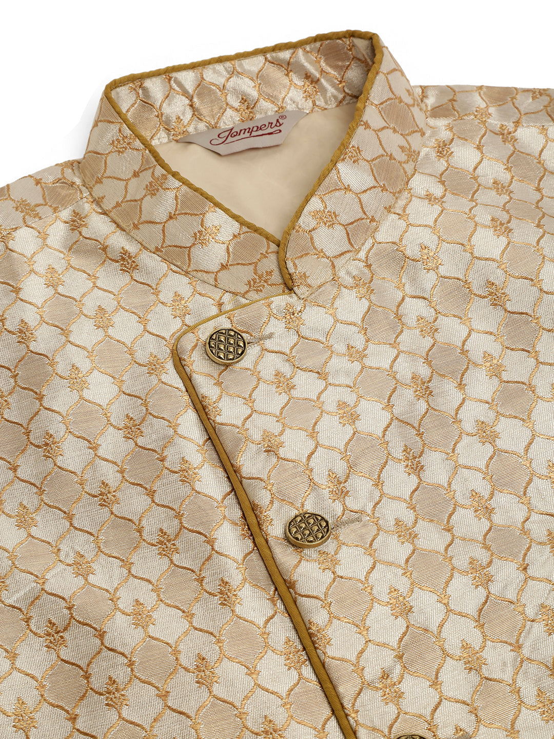 Men's Solid Kurta Pyjama With Nehru Jacket ( JOKPWC W-D 4048Silver )