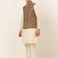 Men's Solid Kurta Pyjama With Nehru Jacket ( JOKPWC W-D 4049Brown )