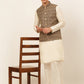 Men's Solid Kurta Pyjama With Nehru Jacket ( JOKPWC W-D 4049Brown )