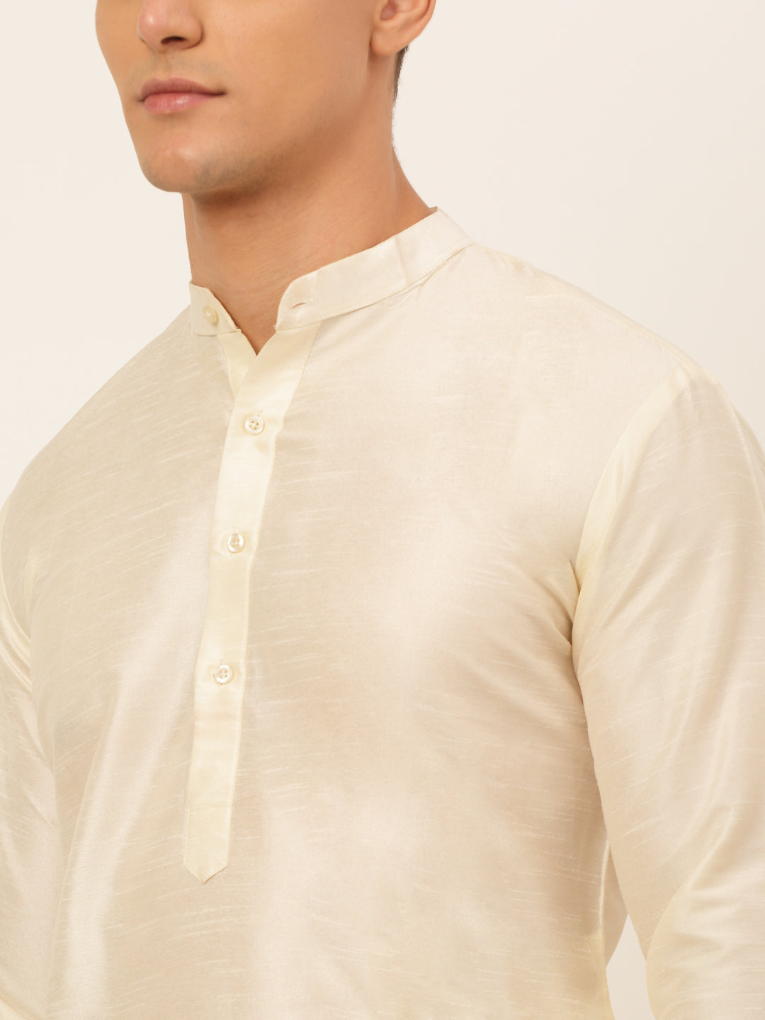 Men's Solid Kurta Pyjama With Nehru Jacket ( JOKPWC W-D 4049Golden )