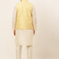Men's Solid Kurta Pyjama With Nehru Jacket ( JOKPWC W-D 4049Golden )
