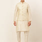 Men's Solid Kurta Pyjama With Nehru Jacket ( JOKPWC W-D 4049Silver )