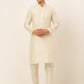 Men's Solid Kurta Pyjama With Nehru Jacket ( JOKPWC W-D 4049Silver )