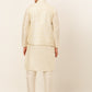 Men's Solid Kurta Pyjama With Nehru Jacket ( JOKPWC W-D 4049Silver )