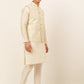 Men's Solid Kurta Pyjama With Nehru Jacket ( JOKPWC W-D 4049Silver )