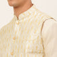 Men's Solid Kurta Pyjama With Nehru Jacket ( JOKPWC W-D 4049Silver )