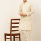 Men's Solid Kurta Pyjama With Nehru Jacket ( JOKPWC W-D 4049Silver )