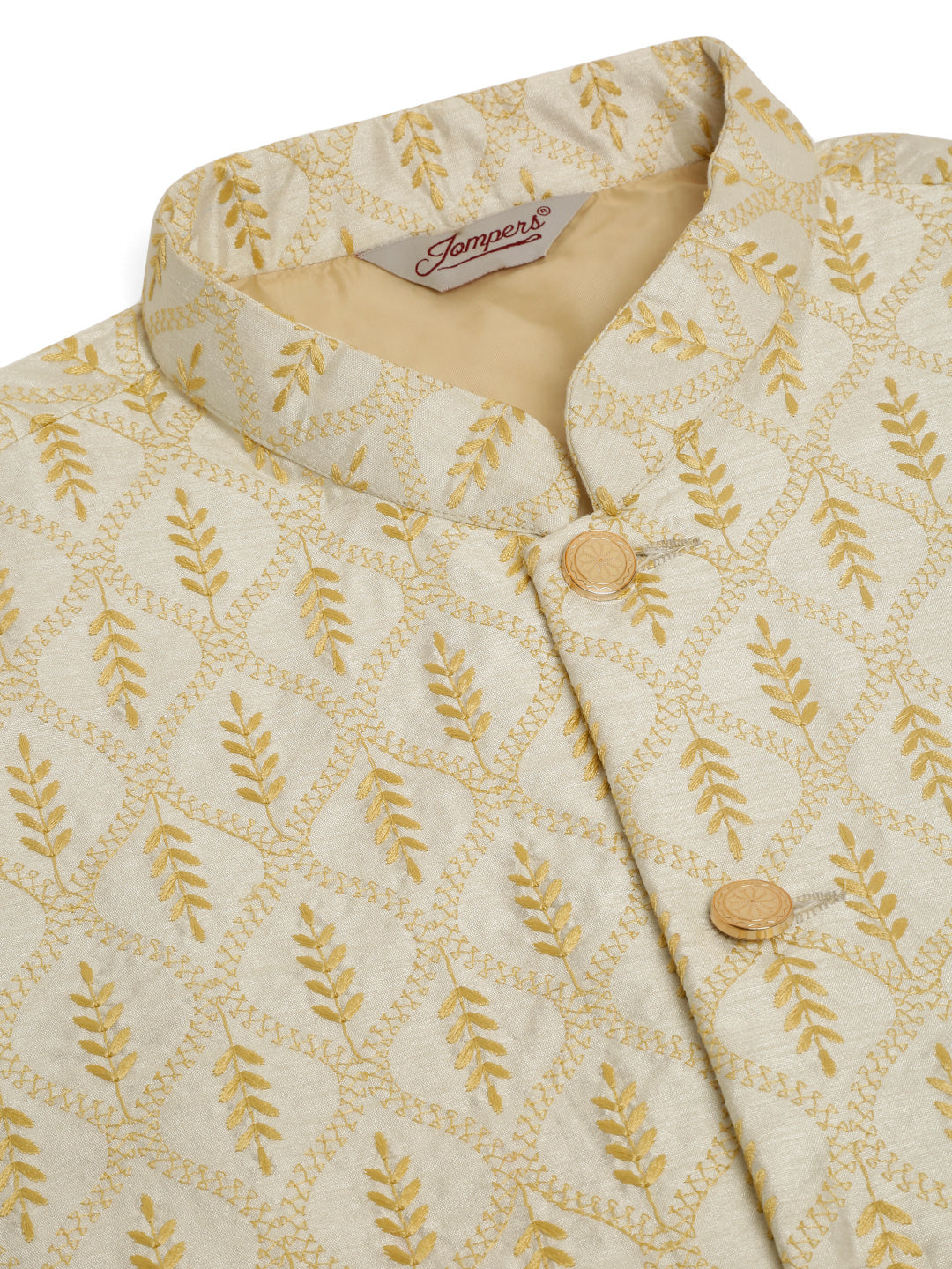 Men's Solid Kurta Pyjama With Nehru Jacket ( JOKPWC W-D 4049Silver )