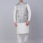 Men's Solid Kurta Pyjama With Woven Design Nehru Jacket ( JOKPWC W-D 4050Grey )