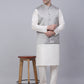 Men's Solid Kurta Pyjama With Woven Design Nehru Jacket ( JOKPWC W-D 4050Grey )