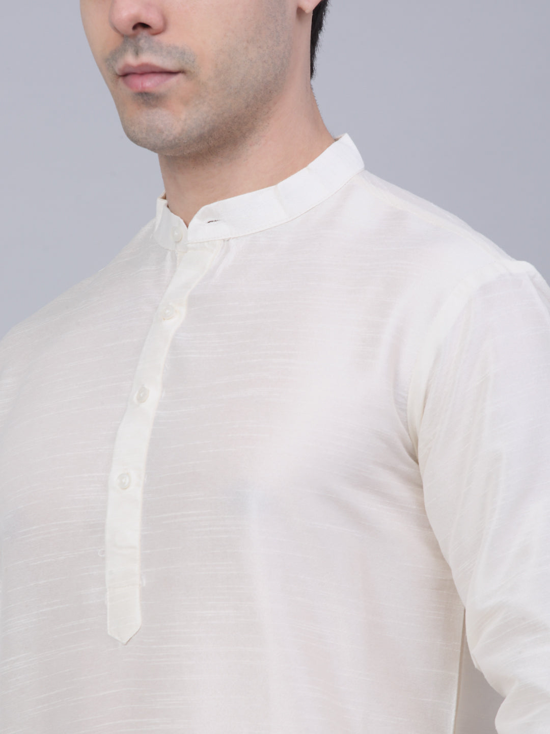 Men's Solid Kurta Pyjama With Woven Design Nehru Jacket ( JOKPWC W-D 4066Beige )