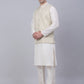 Men's Solid Kurta Pyjama With Woven Design Nehru Jacket ( JOKPWC W-D 4066Beige )