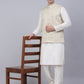 Men's Solid Kurta Pyjama With Woven Design Nehru Jacket ( JOKPWC W-D 4066Beige )