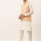 Men White Cotton Blend Kurta with Pyjamas & Orange Embroidered Nehru Jacket( JOKPWC W-F 4041Orange )