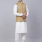 Men's Solid Kurta Pyjama With Nehru Jacket ( JOKPWC W-F 4046Beige )