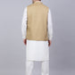 Men's Solid Kurta Pyjama With Nehru Jacket ( JOKPWC W-F 4046Beige )