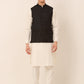 Men's Solid Kurta Pyjama With Nehru Jacket ( JOKPWC W-F 4046Black )